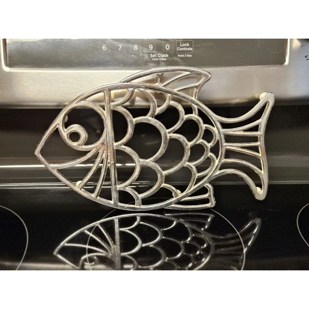 Vintage Leonard Silver Plated Fish Trivet Wall Hanging Made In Italy